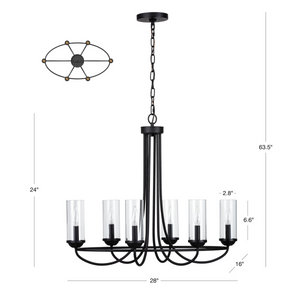 Provincial 6-Light Contemporary Shaded Chandelier