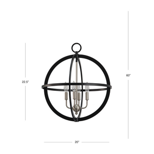 3 light globe Verona pendant dimensions.