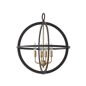 3 light globe Verona pendant in brass cluster unlit.