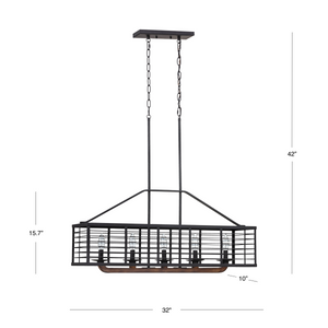 5 light Gateway cages linear chandelier dimensions.