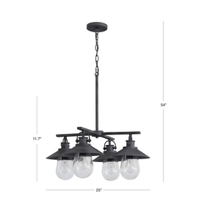 4 light Hardin hooded chandelier dimensions..