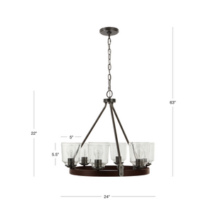 6 light Barn Light wagon chandelier dimensions image.