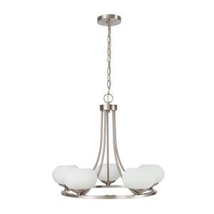 Bisque 5 LIght chandelier unlit