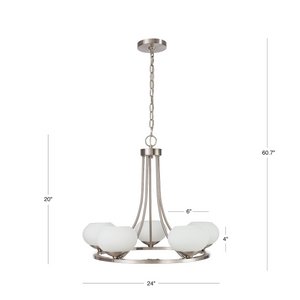 Bisque 5-Light Etched Glass Chandelier