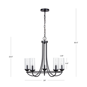 Provincial 5 Light shaded chandelier dimensions.