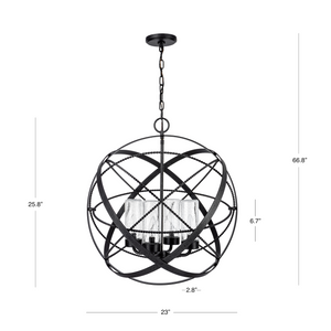 Tabgled Iron outdoor globe chandelier dimensions.