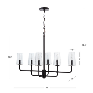 6 light Corfe Castle linear chandelier dimensions.