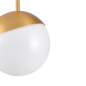 Brushed gold Milan pendant light zoomed in view.