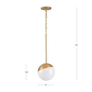 Brushed gold Milan pendant light dimensions.