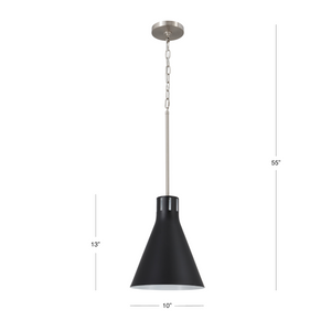 Conic black cone pendant light dimensions.