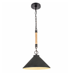 Harvest 1-Light Cone Pendant Light in Textured Flint