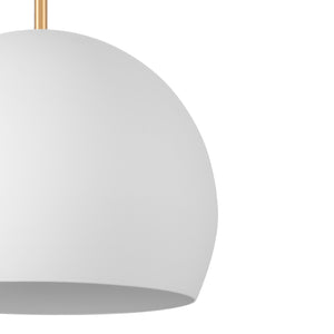 Tivoli matte white dome pendant light zoomed in view.