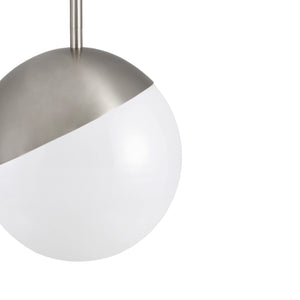 Brushed nickel Milan pendant light zoomed in view.