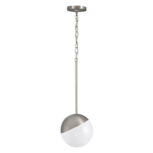 Brushed nickel Milan pendant light unlit.