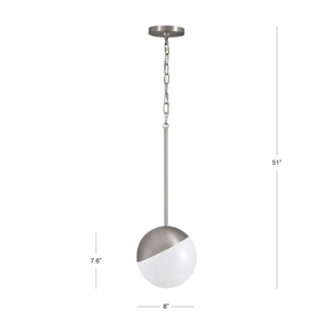 Brushed nickel Milan pendant light dimensions.