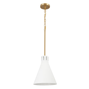 Conic white cone pendant light unlit.