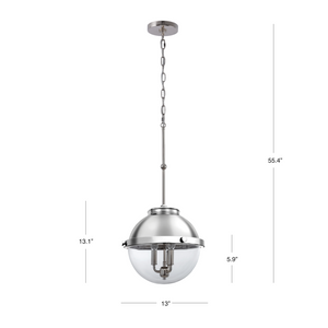 Chambery polished nickel pendant light dimensions.