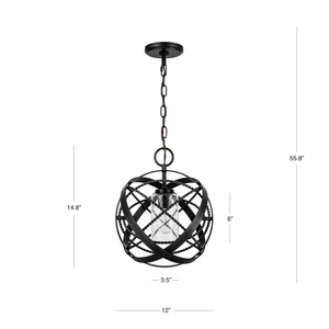 Tangled Iron globe outdoor pendant dimensions.