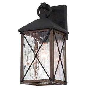 Wayland outdoor light lit.