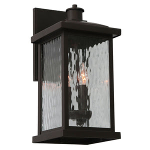 Ashburn large outdoor light lit.