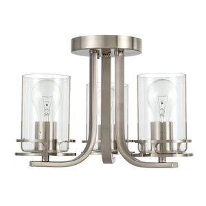 Devonshire brushed nickel semi flush mount unlit.